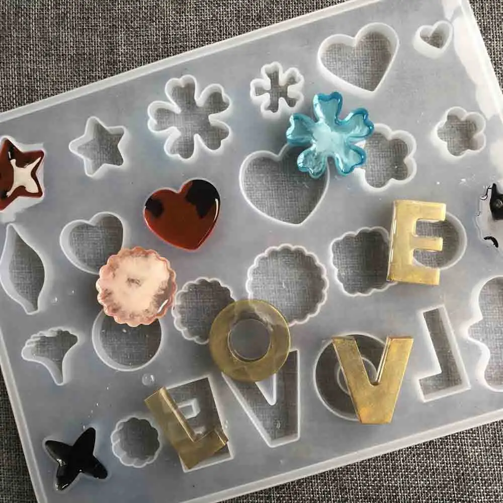 1pc LOVE Letter Heart Shape Pendant Mirror Silicone Mold Jewelry Making Epoxy Resin UV Resin Molds shaker mold love silicone hollow mold epoxy pendant mold creative heart shape