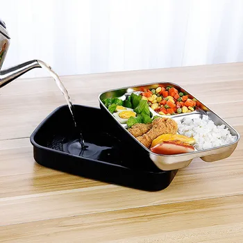 

Portable Dividing Grid Lunch Box Stainless Steel Double-layer Lunch Box Multi-color Sealed Insulated Lunch Box For Students