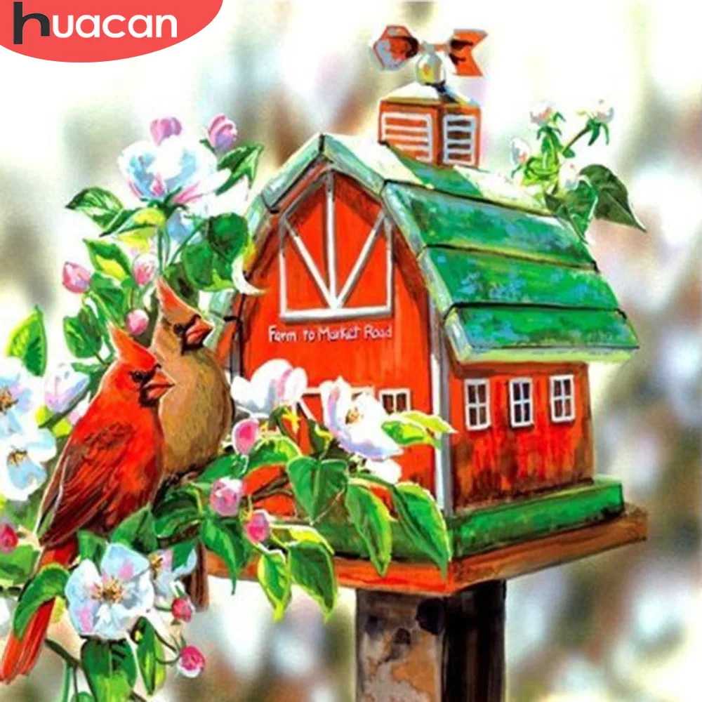 

HUACAN Bird Diamond Painting Handcraft Animal House Home Decoration Full Layout Display Mosaic Embroidery Crystal Craft Kit