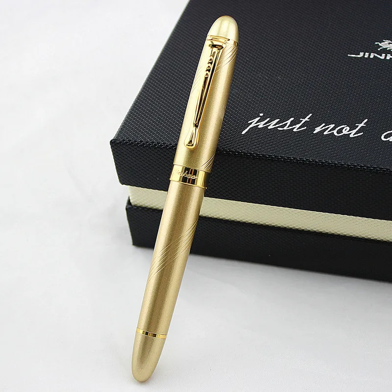 JINHAO 450 высококачественная металлическая авторучка с подарочным чехлом, цветные оранжевые и золотые ручки с зажимом для делового подарка