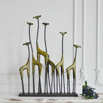 

American Style Retro Deer Art Sculpture Metal Giraffe Statue Creative Chinese Style Classical Home Decorations Living Room R4174