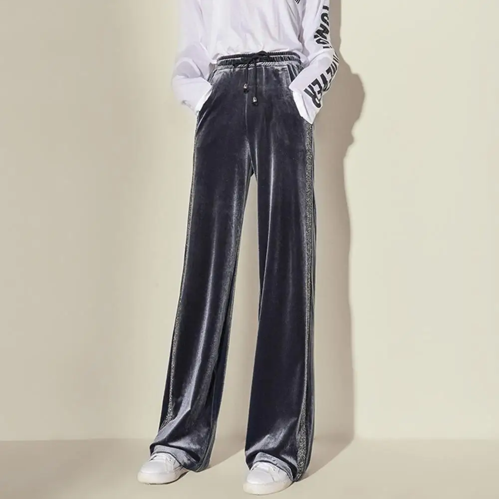 

2020 joggers women pants Ladies high waist straight velvet wide leg trousers loose casual sports pants