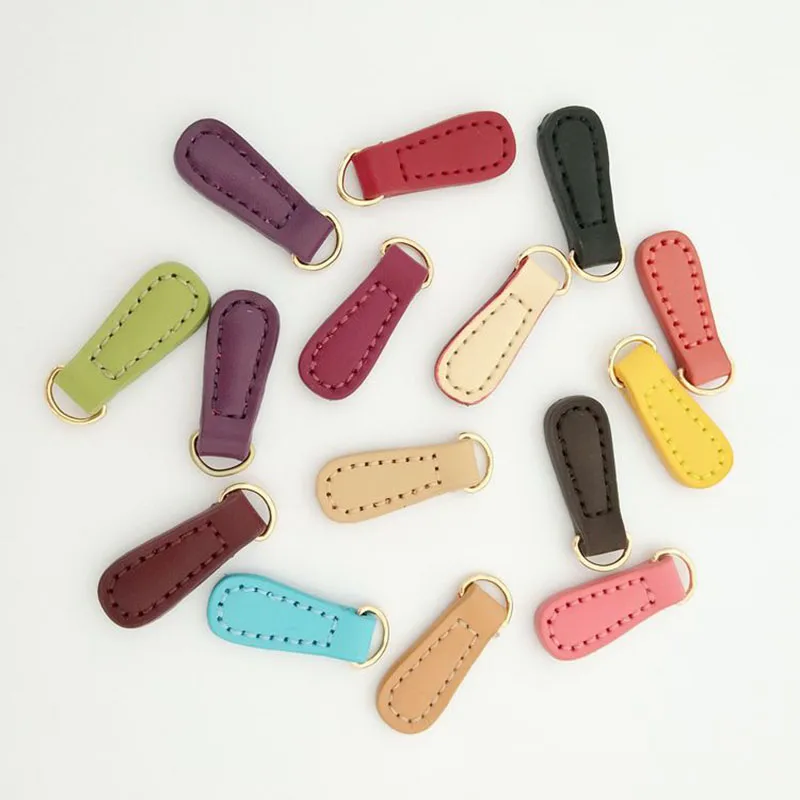 20 Pieces Cowhide Genuine Leather Zip Puller Zipper Pulls Sewing Fastener Slider for Backpack Clothes DIY Zippers Accessories