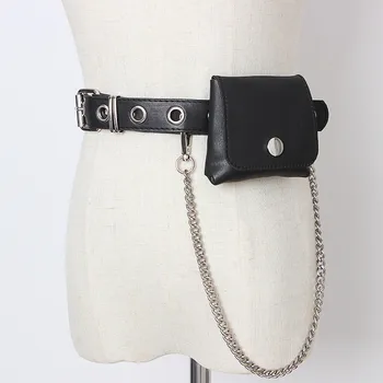 

Chain Waist Bag 2020 Summer New Fashion Wild Patchwork PU Leather Belts Female Vintage Dresses Accessories Belt Bag C115
