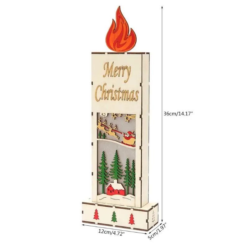 Merry Christmas Decorations Wood Flame Tree Elk Ornaments with LED Light Xmas Party New Year Gift
