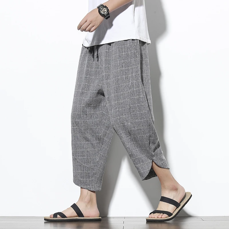 2020 New Ankle-Length Cotton Linen Plaid Pants Men Trousers Hip Hop Jogger Pants Men Sweatpants Streetwear Men Harem Pants 2020 New Ankle-Length Cotton Linen Plaid Pants Men Trousers Hip Hop Jogger Pants Men Sweatpants Streetwear Men Harem Pants
