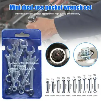 

10Pcs Mini Engineer Wrench Dual Heads Offset Ring Spanner Combination Small Wrenches Set Key Ring Spanner Hand Tools 4-11mm