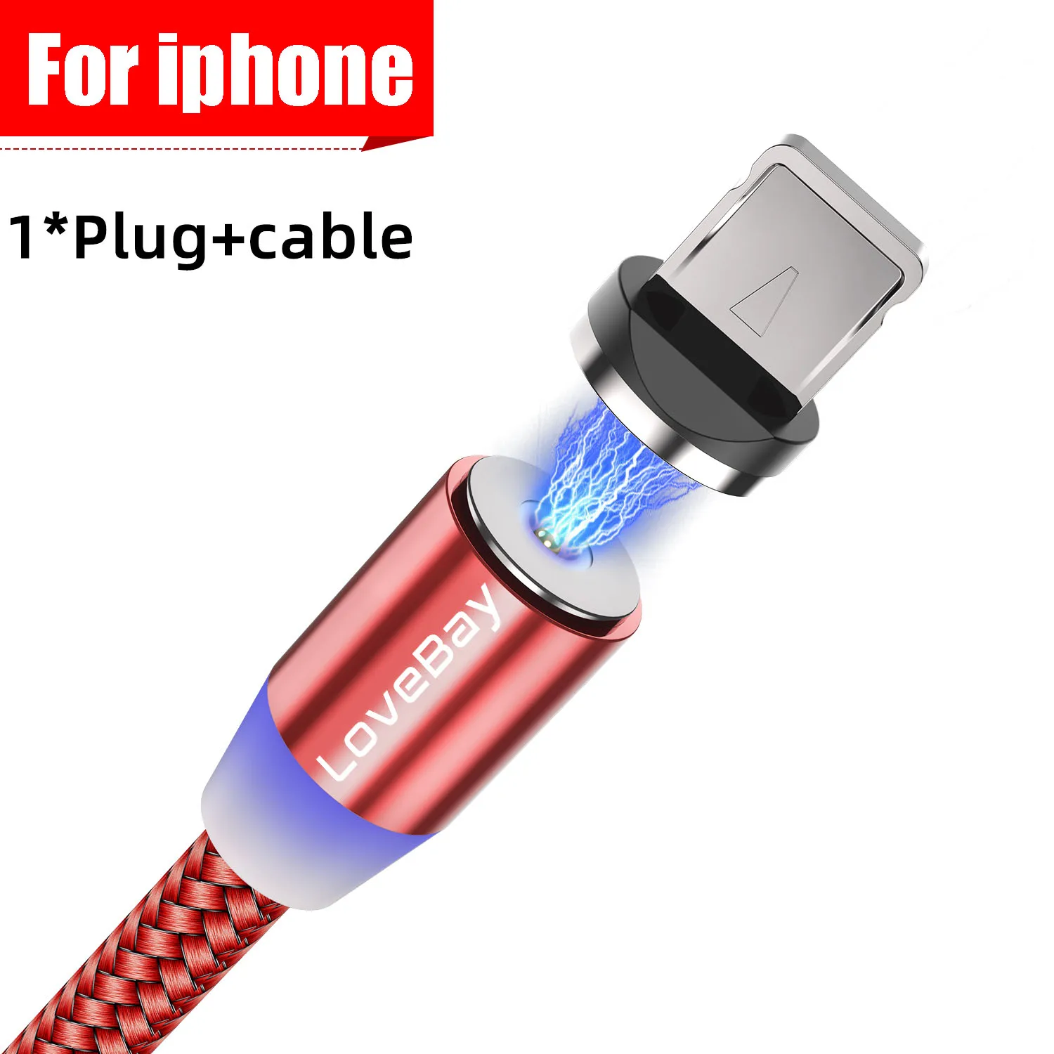 Lovebay Магнитный USB кабель для быстрой зарядки для Iphone TYPE-C Micro USB шнур Магнит Micro USB кабель для мобильного телефона USB шнур - Цвет: Red for iphone