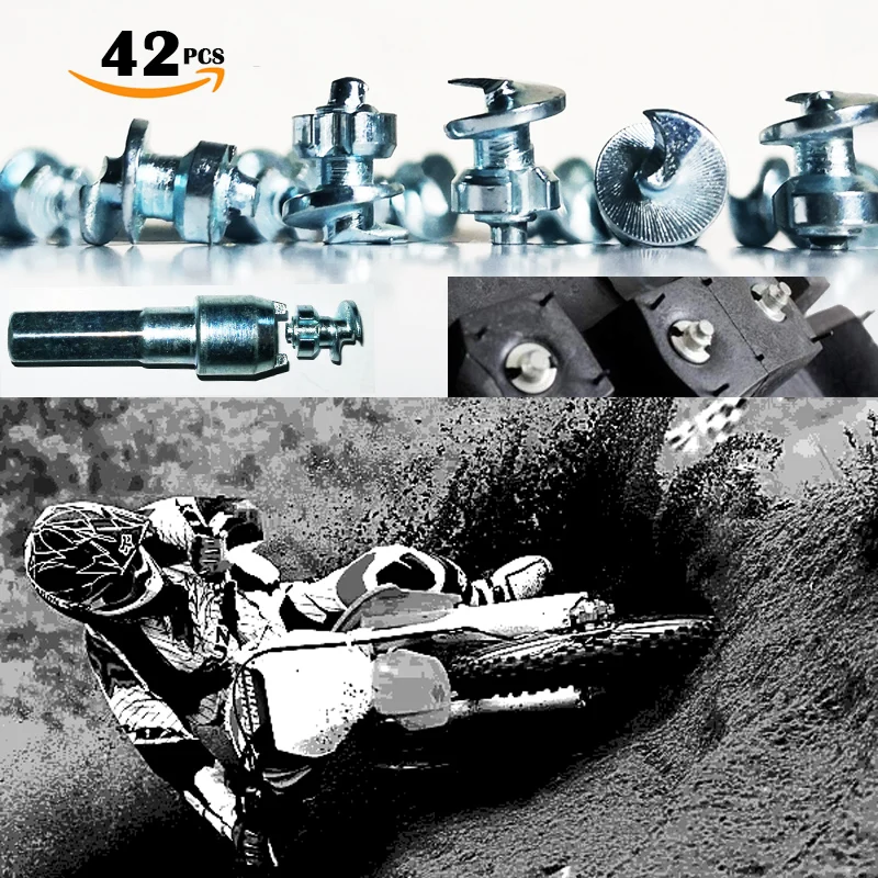 

42pcs Tyre Spikes for Bicycle Shoes Boots Motorbike Gripping Spikes for fatbike studs screw in Tire Stud Tungsten Tipped Fishing