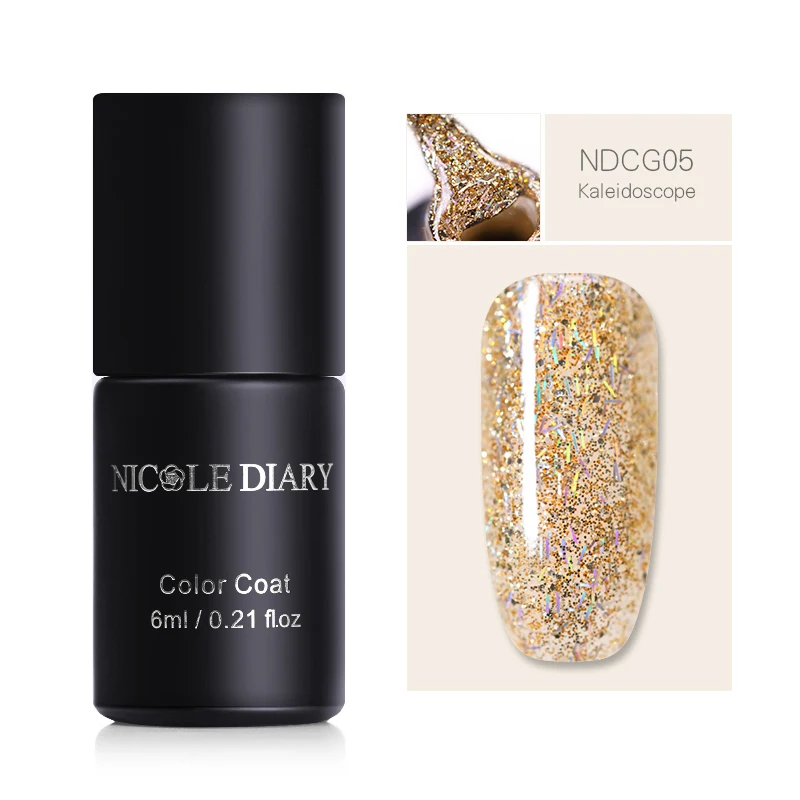 Nicole Diary УФ-гель для ногтей розовое золото Блеск Блестки личная гигиена Лаки Цвет лак для ногтей Гель-лак для ногтей, наносимое самостоятельно лак - Цвет: NDCG05