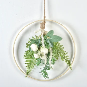 

Round Bamboo Wreath for Wedding Decoration 93510 Rolls Of Peonies And Pomegranate Roses Artificial Flower Decorations