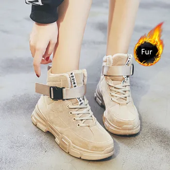 

Fashion Women Shoes 2121 Winter Nice Nice Women Sneaker High Top Shoes Warm Fur Plush Plus Velvet Casual Shoes Chaussure Homme
