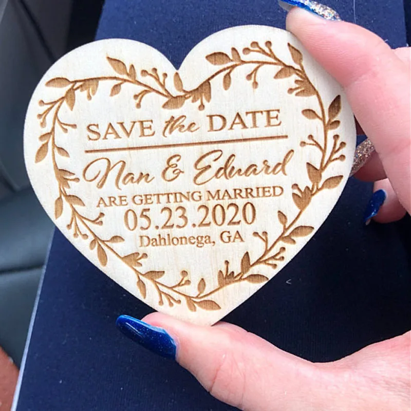  Rustic wedding Save the Date Magnets Personalised Wood Save the Date Wedding Invitation Custom Wedd - 4000035642887