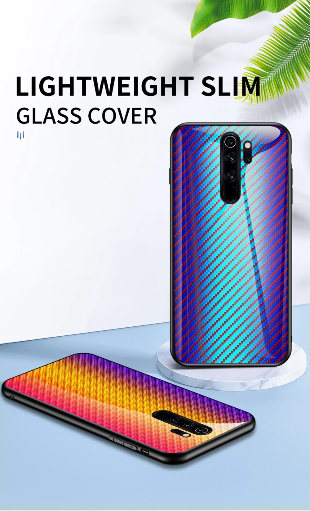 Чехол из углеродного волокна для Xiaomi Redmi Note8 Pro, чехол из закаленного стекла для Xiaomi Redmi Note 8 Pro, градиентный витражный чехол для телефона