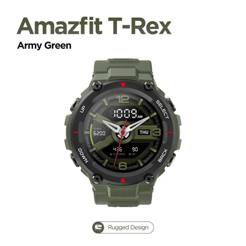 Original Amazfit T rex T-rex Smartwatch for men 5ATM Control Music GPS Smart Watch 20 days battery life MIL-STD for Android 