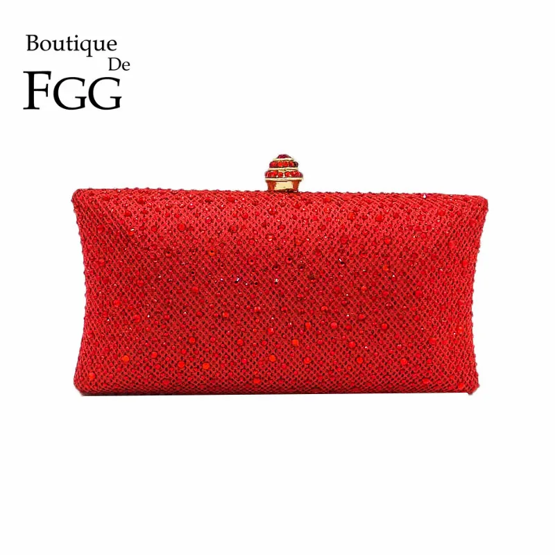 Boutique De FGG элегантные красные блестящие женские клатчи вечерние сумки Свадебные
