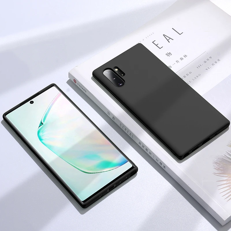 Черный Для samsung Galaxy Note 10 чехол Note 10 Plus жидкий Силиконовый ТПУ карамельного цвета чехол для samsung Galaxy Note 9 8 10 Pro Чехол - Цвет: Черный