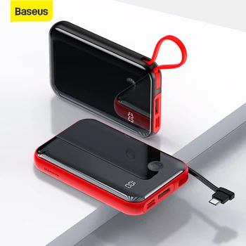 

Baseus 10000mah Power Bank Portable Charger 3A Phone Charger with Cable Digital Display 3 Inputs 2 Outputs Powerbank for iphone