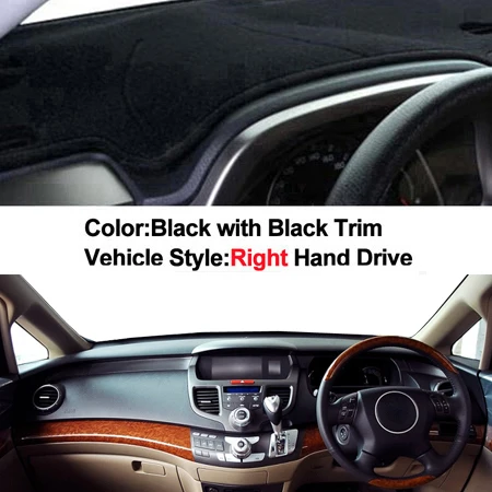 RHD Black Автомобильная внутренняя Автомобильная приборная панель покрытие Коврик для панели тире коврик подушка накидка 2 слоя для Honda Odyssey 2004 2005 2006 2007 2008 - Название цвета: RHD Black