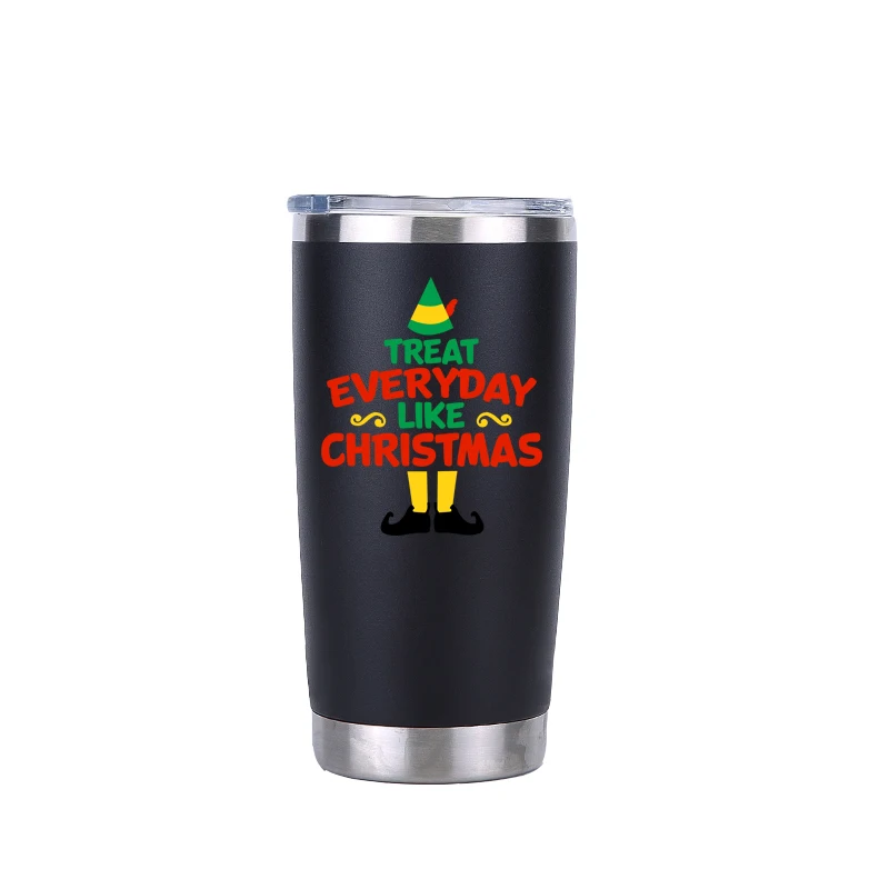 20 oz black Рождественская 20 унций тумблер дорожная Автомобильная кружка с двойными стенками Изолированная вакуумная фляжка из нержавеющей стали Термос водяное бутылочное пиво кофейная чашка - Цвет: 20 oz black