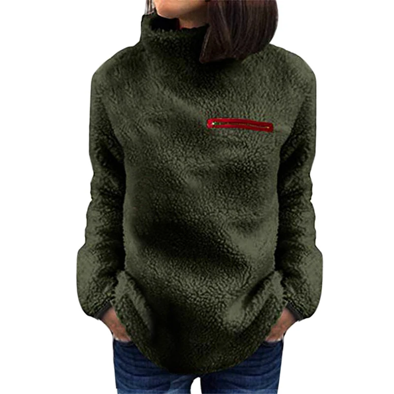 Повседневная Свободная пушистая флисовая толстовка с длинным рукавом Женский