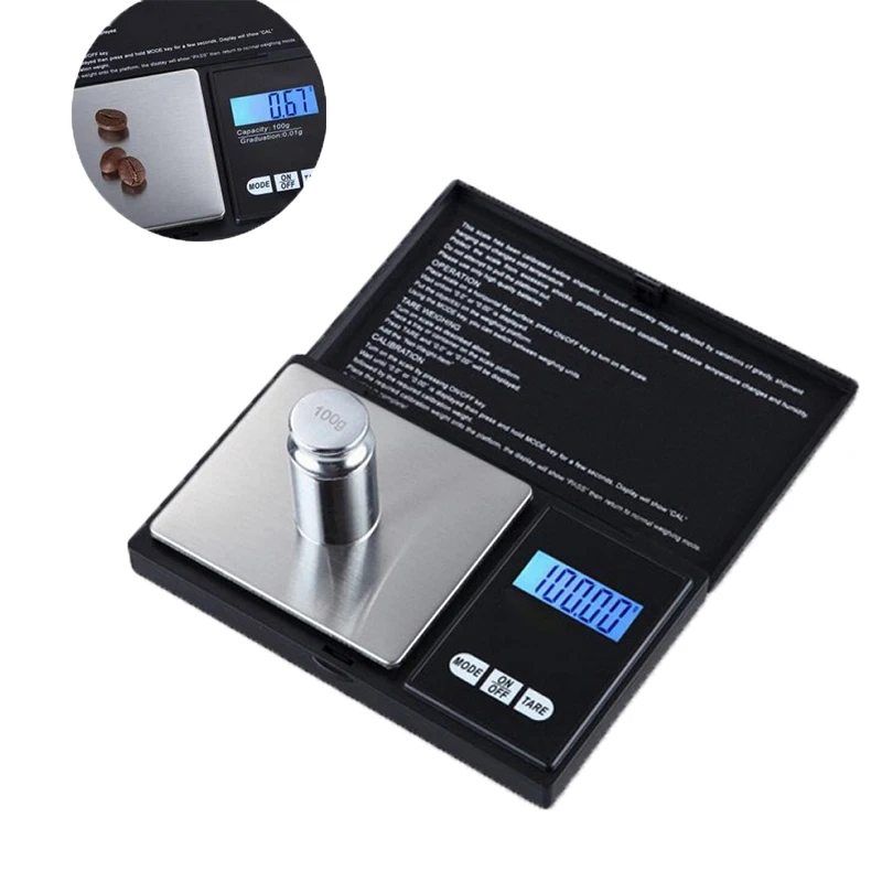 

Electronic Digital Scale 100/200/300/500/1000g 0.01/0.1g Precise LCD Display Pocket Scale Gram Weight for Kitchen Jewelry Drug