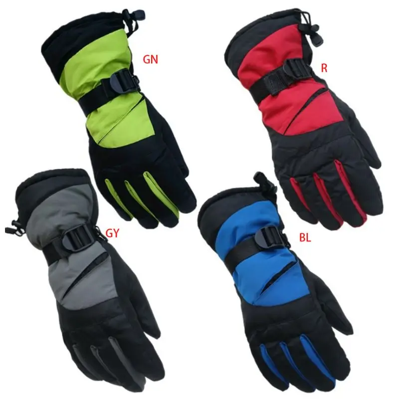 Мужские и женские водонепроницаемые зимние перчатки контрастного цвета с теплоизоляцией, регулируемые спортивные велосипедные перчатки