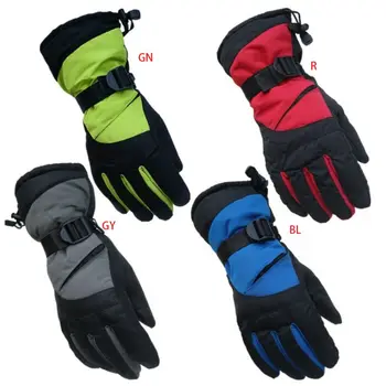 

Men Women Waterproof Winter Snow Gloves Contrast Color Thermal Insulated Adjustable Sport Cycling Snowboard Mittens Wrist Warmer