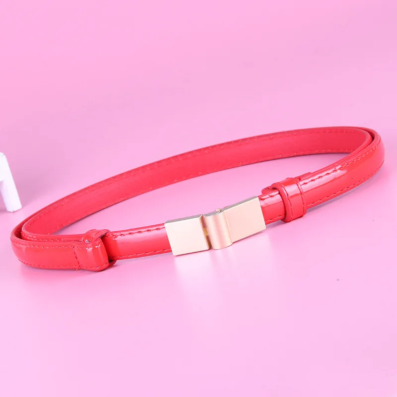 Тонкий PU холщовый пояс для женщин кожаный пояс женские золотые пряжки эластичные женские пояса - Цвет: red