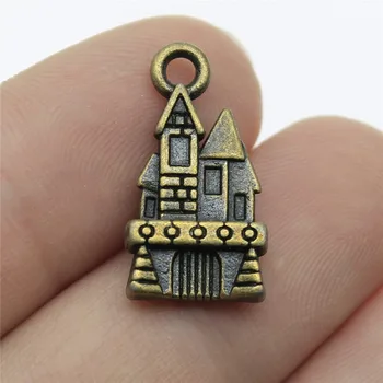 

WYSIWYG 8pcs 21x11mm Vintage Castle House Pendants Charm For Jewelry Making Antique Bronze Color Castle Pendants Charm Castle