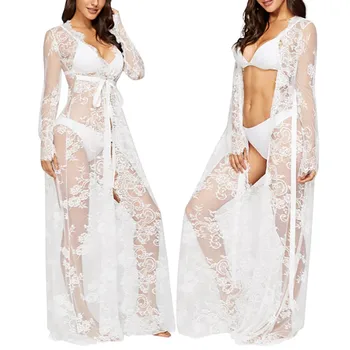 

2020 Newest Fashion Women Sexy Lace Robe Breathable Lace G-string Nightdress Bathrobes Sleepwear Hot Summer Nightgowns