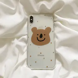 INS онлайн Стиль Знаменитостей коричневый коала Apple X's MAX Cute 8plus прозрачный X/x r все края включены 6 S Мягкий чехол применимый