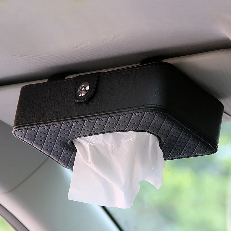 

Universal Car Leather Tissue Box Sun Visor Tissue Organizer For Car