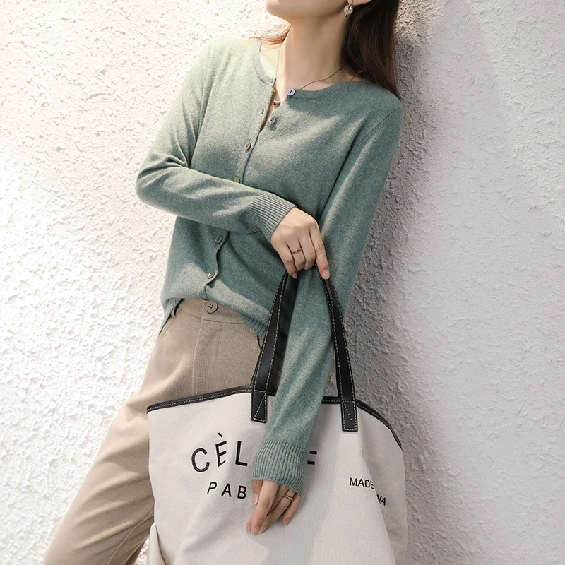 Hotlist Women 100 Cashmere O-neck Seasons Cardigan
