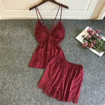 

Women Sexy Lace Lingerie Nightwear Underwear Babydoll Short Sleepwear Set women's pajamas sets пижама женская