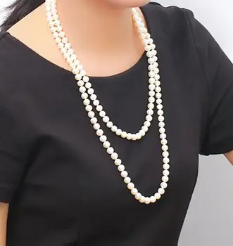

elegant 9-10mm south sea round white pearl necklace 35inch 80"