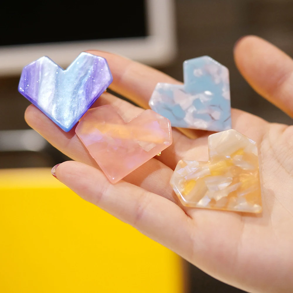 Милые блестящие бусины в виде сердца овальной формы Смола заколки для волос