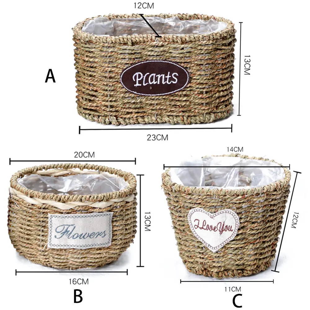 Домашняя плетеная корзина для цветов домашняя Большая объемная Косметика растительное волокно мелкая разное хранение бытовые принадлежности кухня