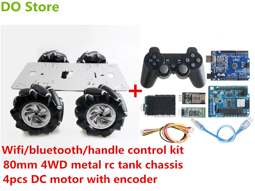 Сделать магазин Wifi/Bluetooth/ручка управления 4WD Металл RC робот танк Шасси Комплект 80 мм Mecanum Omni колеса 12 В DC двигатель DIY для Arduino