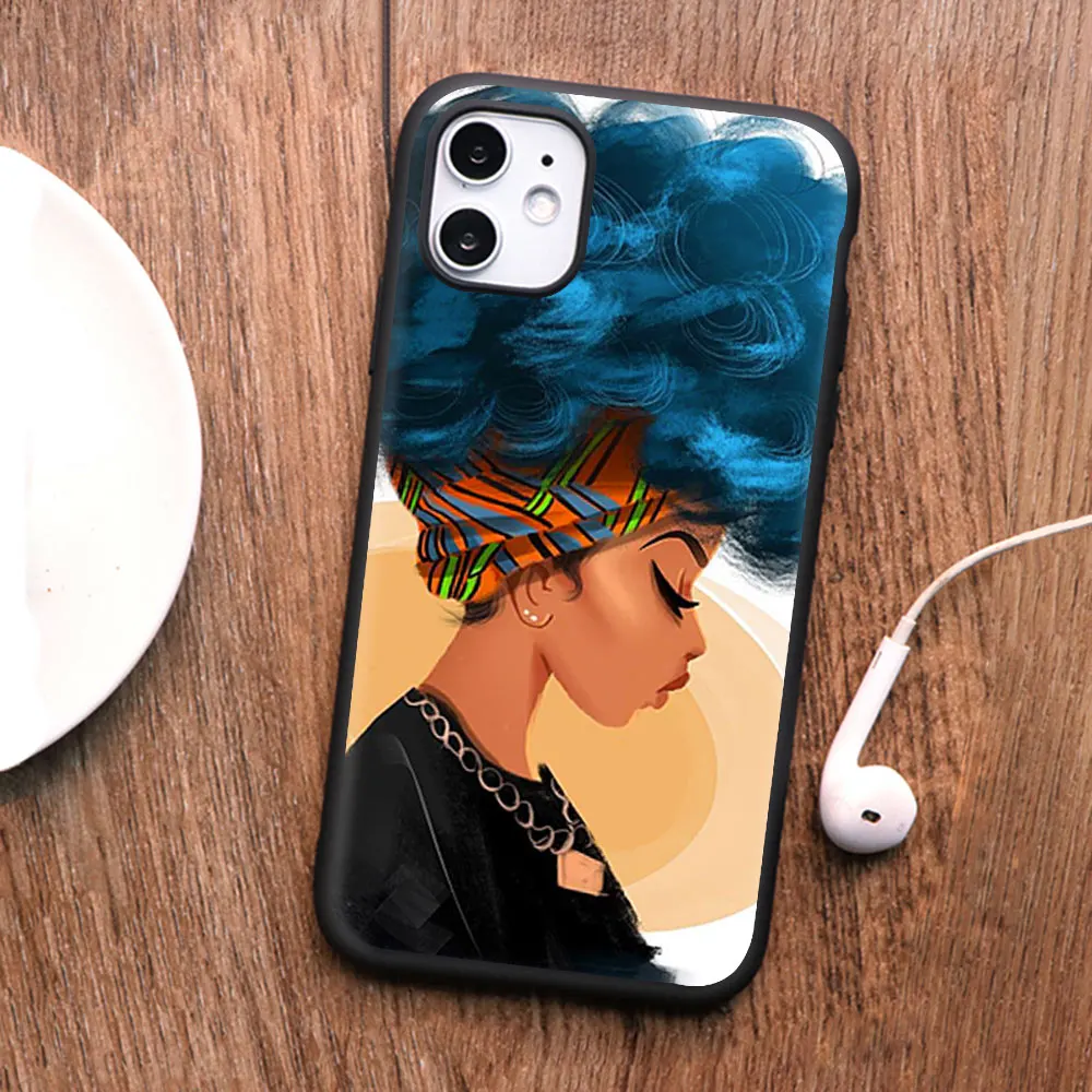 PUNQZY меланин Poppin Queen чехол для телефона iPhone 12 pro 11 max XS MAX XR X 6S 7 8 Plus афро Черный