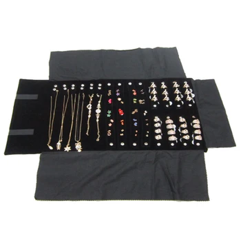 

Portable Multifunctional Foldable Ring Earrings Storage Display Velvet Jewelry Roll Bag Lightweight Chain Pendant Holder Travel