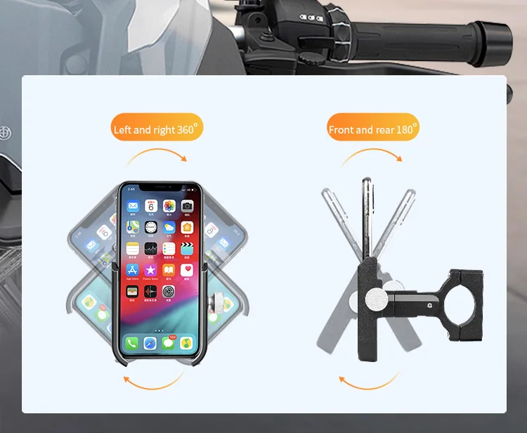 ARVIN 360 Adjustable Aluminum Motorcycle Phone Holder Stand Mountain Bicycle Handlebar Rearview Mirror 4-6.8 inch phone Mount