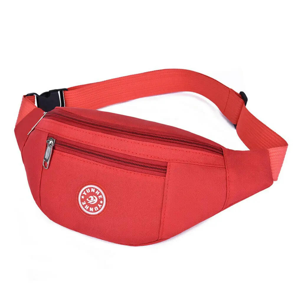 New Fashion Men Women Waist Bum Bag  Belt Money Pouch Wallet Zip Travel Hiking Bag Black Blue Red Gray