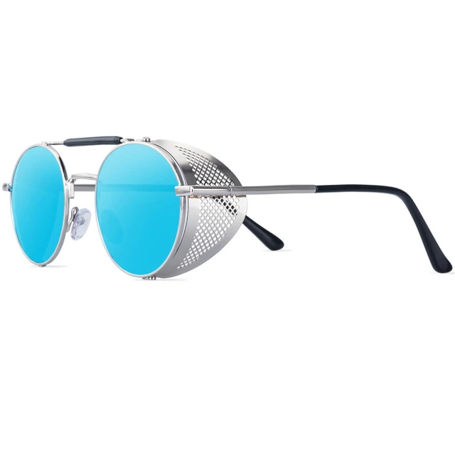 Classic Gothic Steampunk Style Sunglasses Men Women Brand Designer Retro Round Metal Frame Colorful Lens Sun Glasses 6