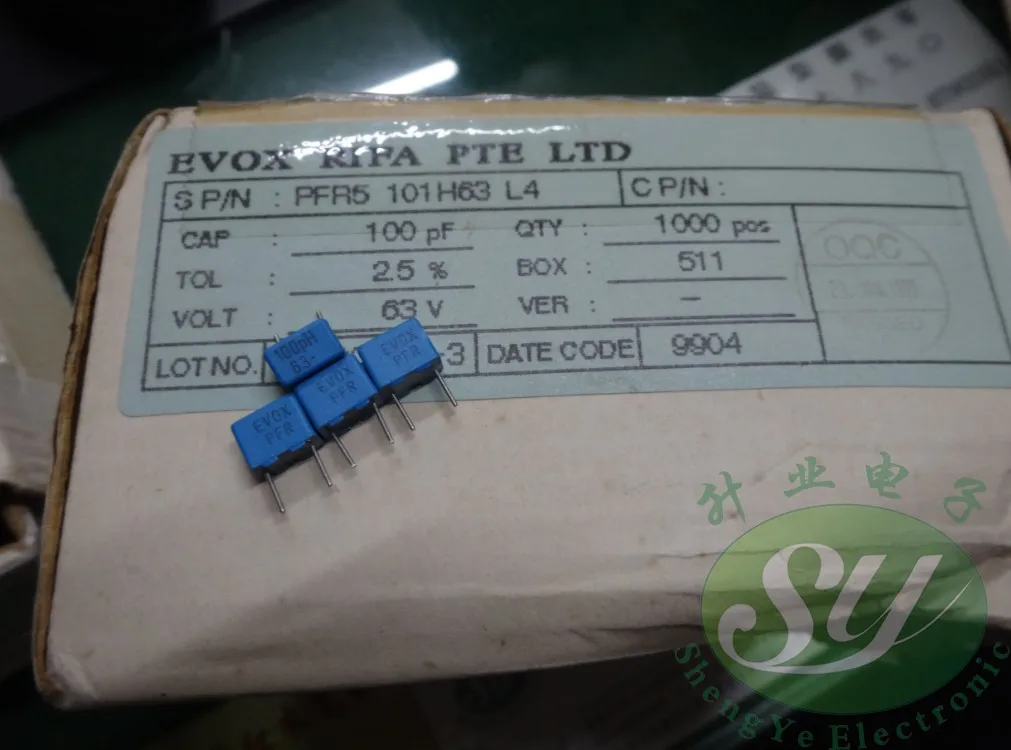 50 шт. EVOXpfR5 0 0001 мкФ/63В 0.1NF 100pf 101 Новый precision 2.5% пленочный конденсатор бесплатная