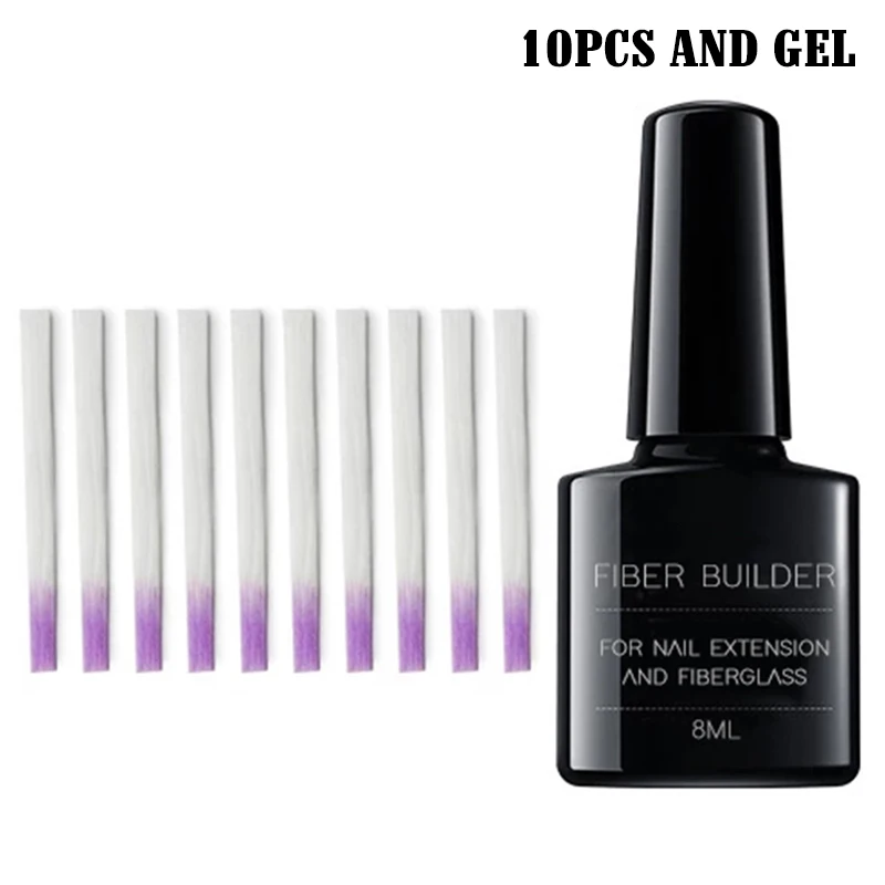 10pcs and gel Наращивание ногтей набор из стекловолокна Apple сильный клеящийся накладные ногти наращивание домашний маникюрный салон инструмент FM88 - Цвет: 10pcs and gel