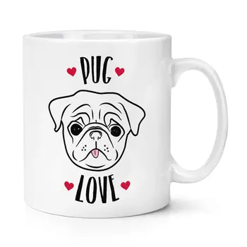 

Pug Love 10oz Mug Hearts Funny Dog Puppy Coffee Ceramic Mug