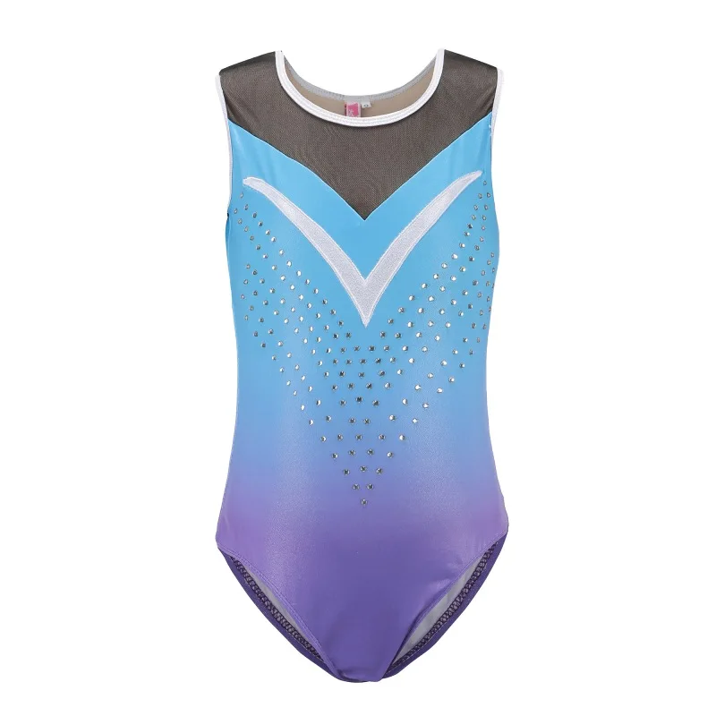 

Sleeveless Diamond Gradient Body Suit Ballet Dance Gymnastics Suit Exercise Clothes 5-14Y