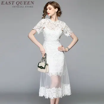 

White Dresses Summer 2019 Lace Dress Midi Long Tulle Patchwork Gown 2019 Dress Party A Line Casual Dresses For Women DD2252