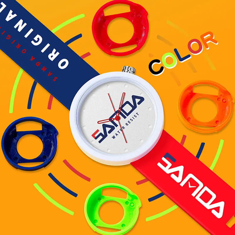 SANDA Creative Fun Quartz Watch For Men Black Dial Quartz Watches Comfortable Black Silicone Strap Wristwatch Business New Gifts